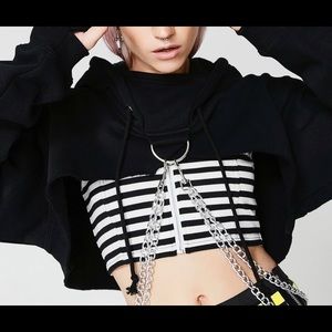 Club Exx cropped black chain hoodie